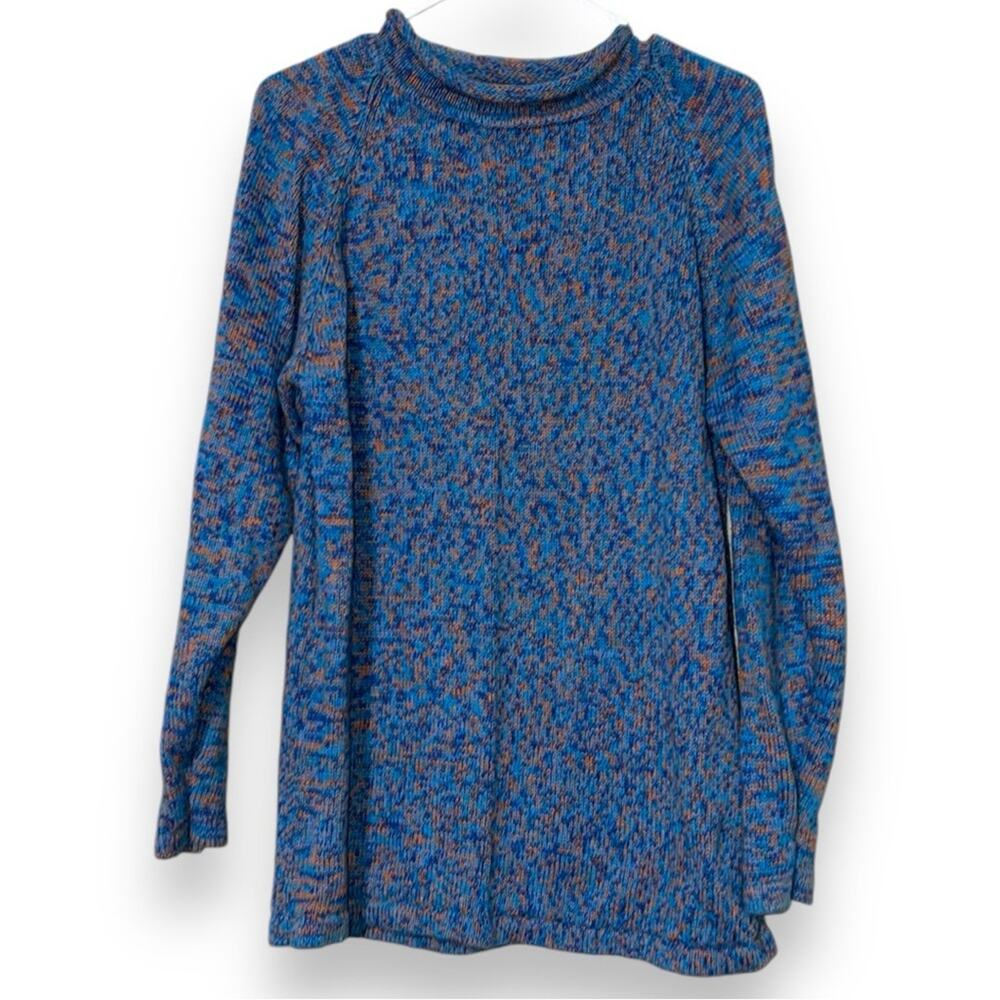 Vintage NEW MOVES size 14/16 pullover long sweater blue orange heavy longsleeve
